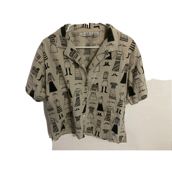 Allyson Whitmore Petites 2 piece set size PL Linen novelty print  beige - Picture 4 of 8